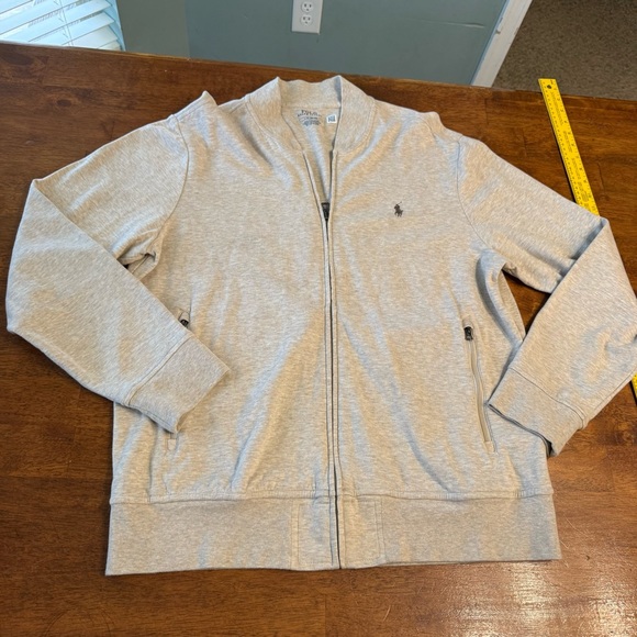 Polo Ralph Lauren Men's Double-Knit Bomber Jacket size large Heathered cream